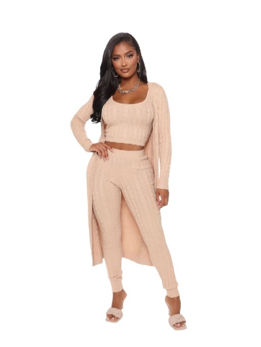 FASHION NOVA 2-piece Cable Knit Set (minus the cardigan) Size M